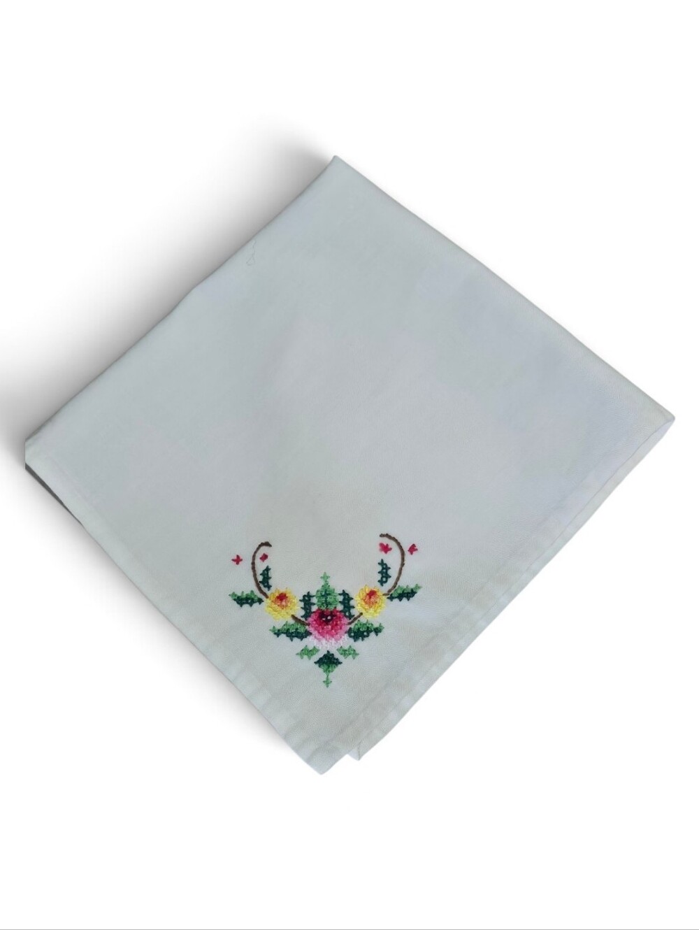 White Embroidered Floral Napkins-Set Of 11